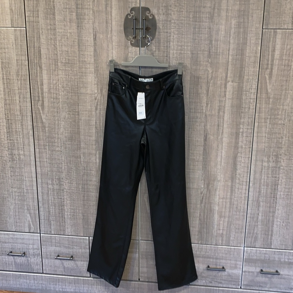 Zara Faux Leather 90’‎ Wide Leg Trousers